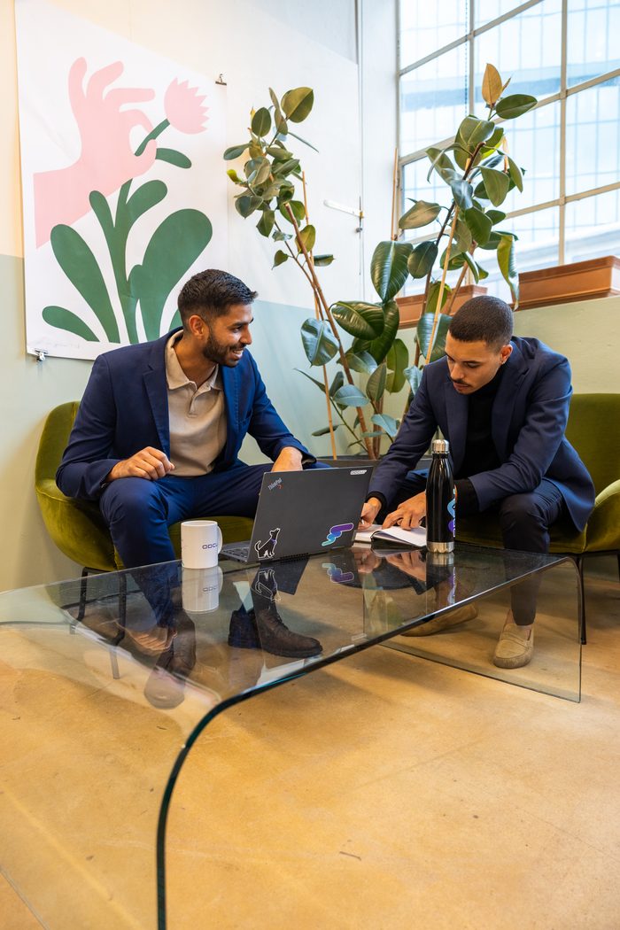 Two people in conversation