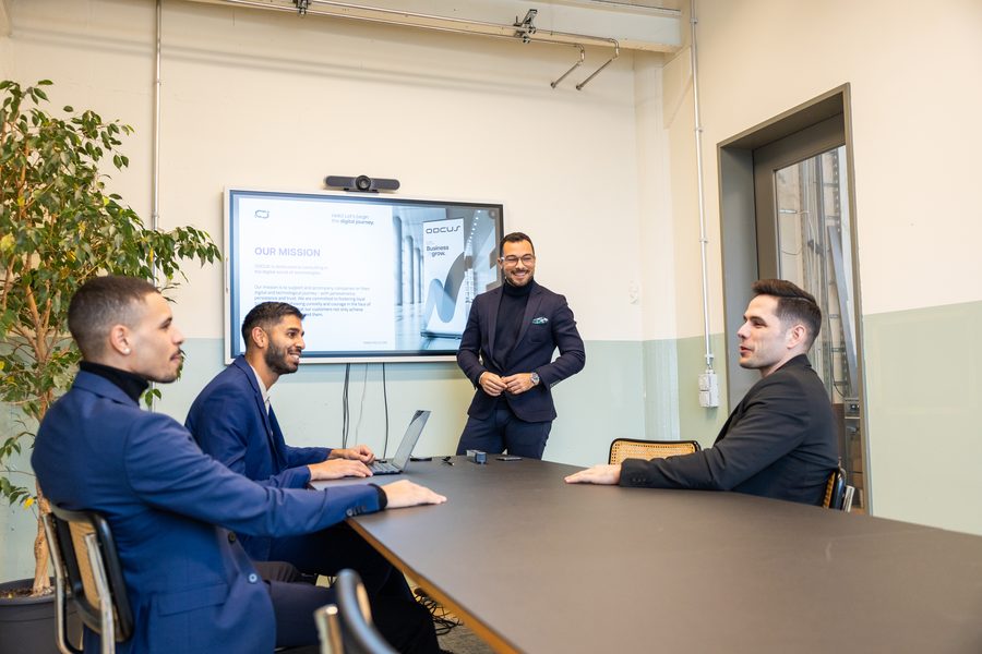 Collaboration in a modern office setting