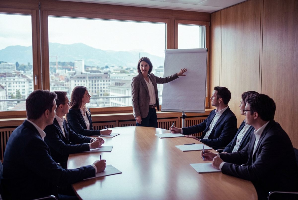 Schulung einer Geschäftsleitung am Flipchart